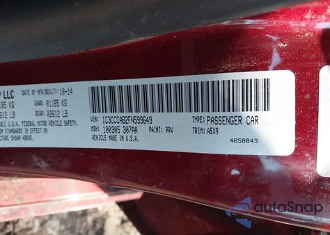 2015 Chrysler 200 Limited from USA, damaged, VIN 1C3CCCAB2FN599649